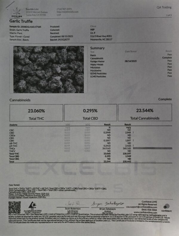 GARLIC TRUFFLE - THCA 26.01% (indica) - Image 2