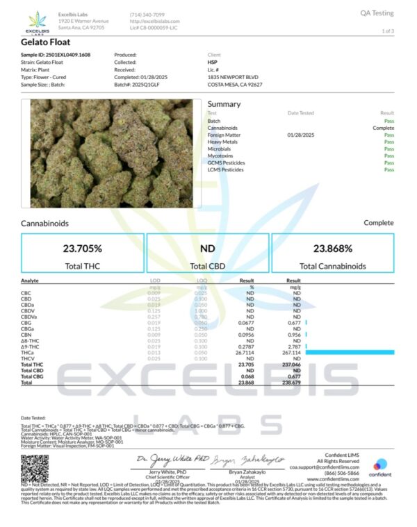 GELATO FLOAT SMALLS ($100oz) - THCA 26.71% (hybrid) - Image 2